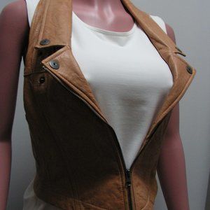 Victoria's Secret Moda International sleeveless zippered leather vest, Med